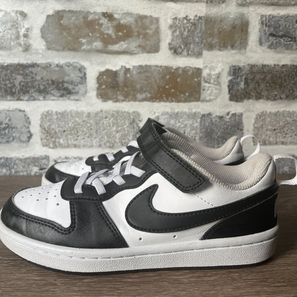 Nike Court Borough Low Recraft “Panda” (Black/ White, Size 1Y) - Picture 2 of 6